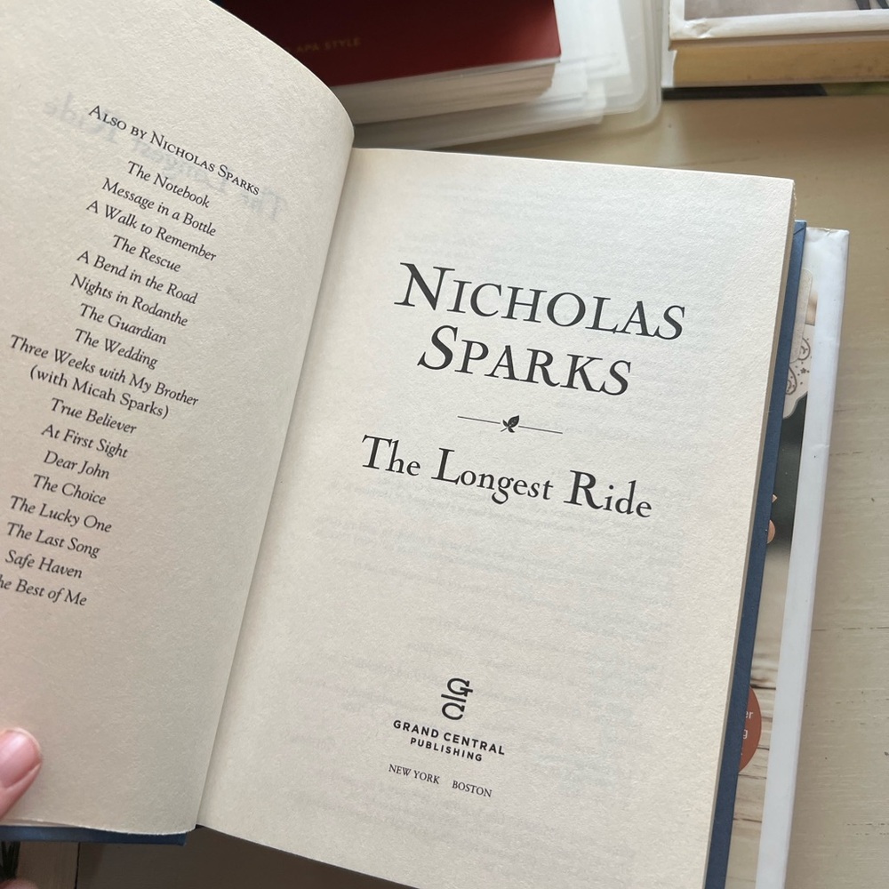 Nicholas Sparks 'The Longest Ride' Book